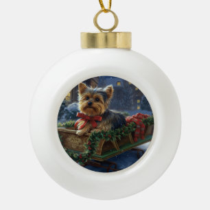 Yorkshire Terrier Weihnachtsfest Saison Keramik Kugel-Ornament