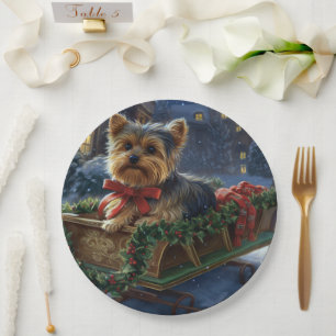 Yorkshire Terrier Weihnachtsfest Saison Pappteller