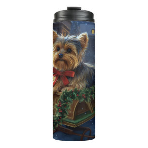 Yorkshire Terrier Weihnachtsfest Saison Thermosbecher