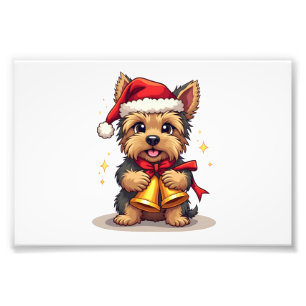 Yorkshire Terrier Weihnachtsglocken Fotodruck
