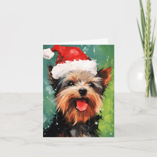 Yorkshire Terrier Weihnachtsmalerei Karte (Vorderseite)