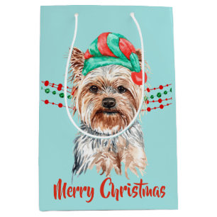 Yorkshire Terrier Weihnachtsmannmütze Mittlere Geschenktüte