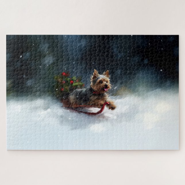 Yorkshire Terrier Weihnachtsschnee (Horizontal)