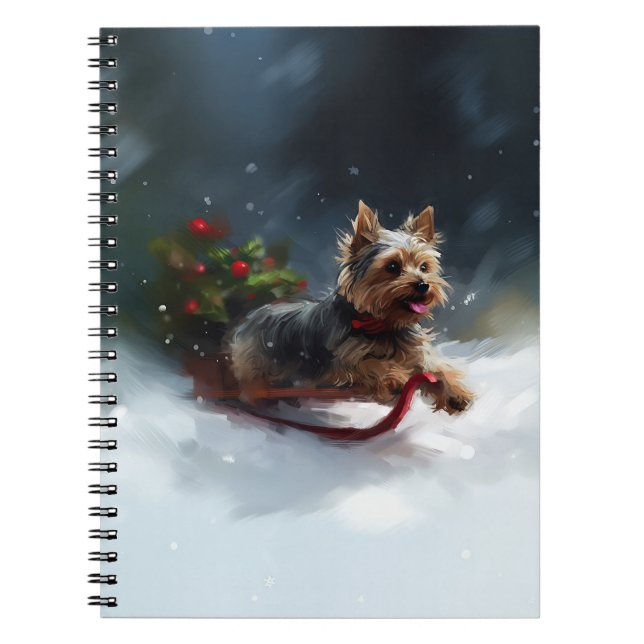 Yorkshire Terrier Weihnachtsschnee Notizblock (Vorderseite)