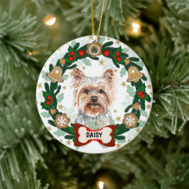 Yorkshire Terrier Weihnachtsweihe Kekswarte Keramik Ornament