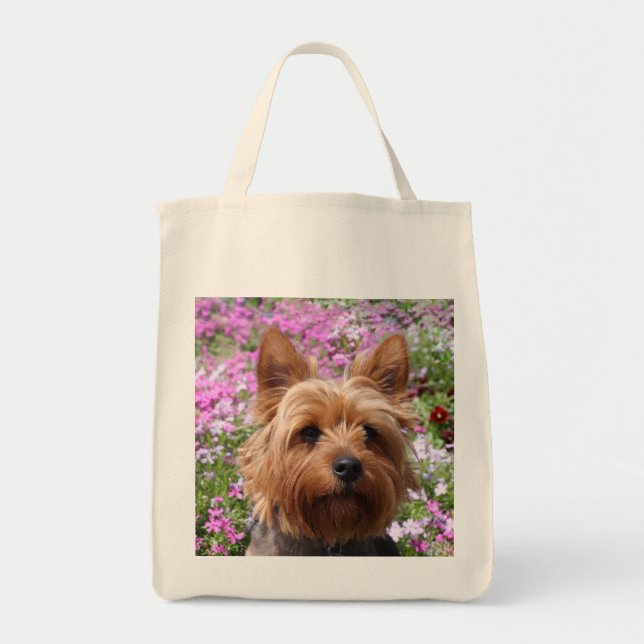 Yorkshire Terrier Welpe Dog Lebensmittelgeschäft T Tragetasche (Vorne)