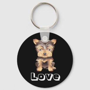 Yorkshire Terrier Welpe Doppy Black Key Chain Schlüsselanhänger