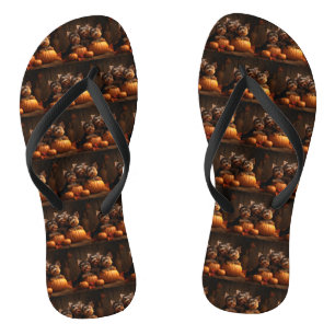 Yorkshire Terrier Welpe Herbstfreude Kürbis Flip Flops