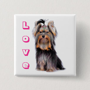 Yorkshire Terrier Welpenhund Rosa Liebe Yorkie Button