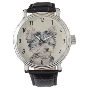 Yorkshire Terrier Welpenmalerei Originale Hundekun Armbanduhr