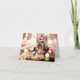 Yorkshire Terrier Welppy Christmas Note Card Feiertagskarte