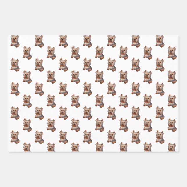Yorkshire Terrier Wrapping Paper Sheets Geschenkpapier Set (Vorderseite)