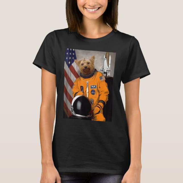 Yorkshire Terrier Yorkie Astronaut Proud Patriotic T-Shirt (Vorderseite)