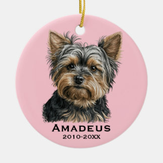 Yorkshire Terrier Yorkie Dog Pink Keepake Memory Keramik Ornament