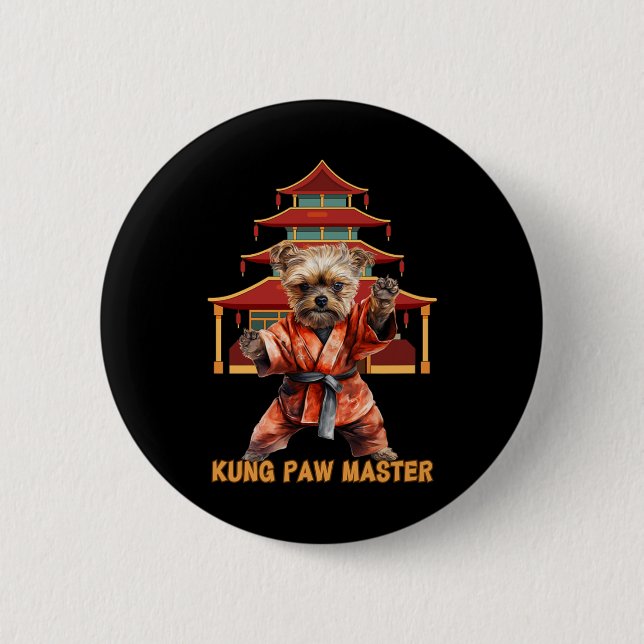Yorkshire Terrier Yorkie Karate Martial Arts Funny Button (Vorderseite)