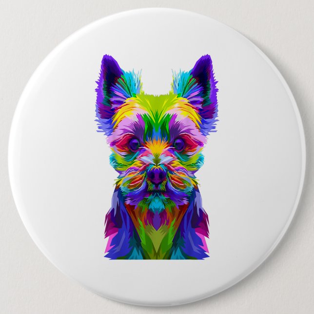 Yorkshire Terrier Yorkie Pop Art Dog Geschenk Button (Vorderseite)