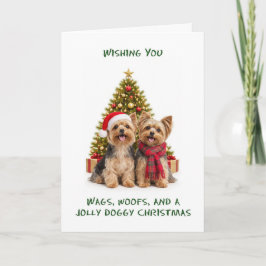 Yorkshire Terriers Dogs Christmas Feiertagskarte