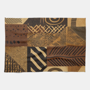 Yoruba African Designs in Erdtönen Geschirrtuch