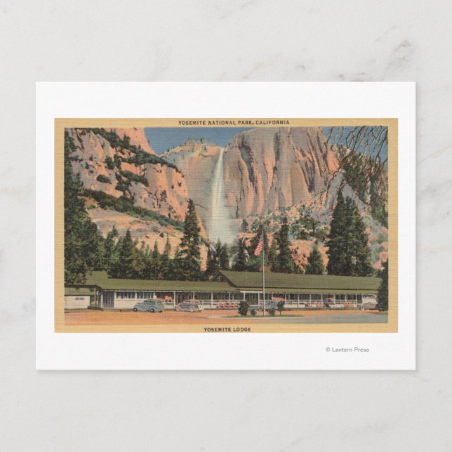 Yosemite, CA View Yosemite Lodge and Falls Postkarte (Vorderseite)