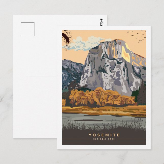 Yosemite California USA Travel Place Illustration Postkarte (Vorne/Hinten)