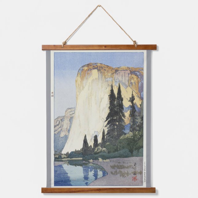 Yosemite, El Capitan, Hiroshi Yoshida Wandteppich Mit Holzrahmen (Vorderseite)