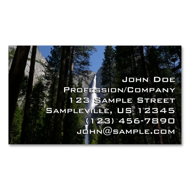 Yosemite Falls and Woods Landscape Fotografy Magnetische Visitenkarte (Vorderseite)