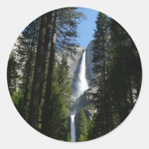 Yosemite Falls and Woods Landscape Fotografy Runder Aufkleber