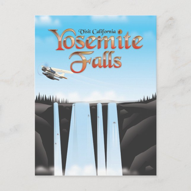 Yosemite Falls California Reiseplakat Postkarte (Vorderseite)