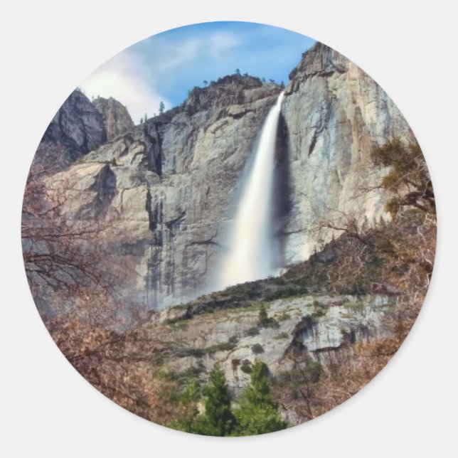 Yosemite Falls Runder Aufkleber (Vorderseite)