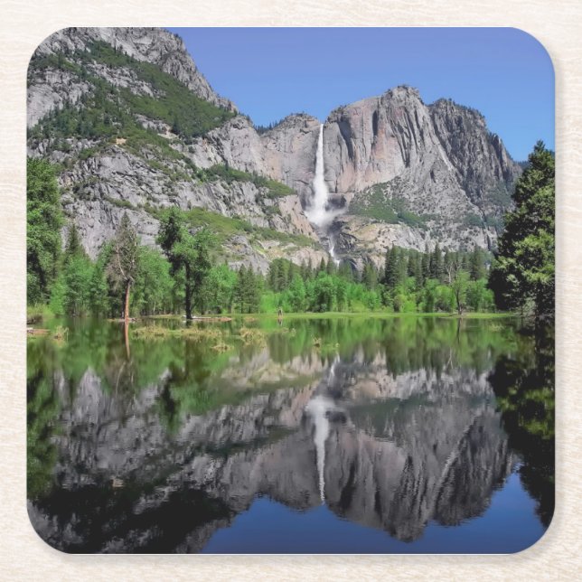 Yosemite- Fallsreflexion Rechteckiger Pappuntersetzer (Vorderseite)