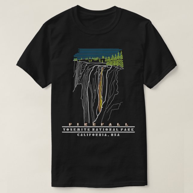 Yosemite Firefall Kalifornien USA Horsetail Falls  T-Shirt (Design vorne)