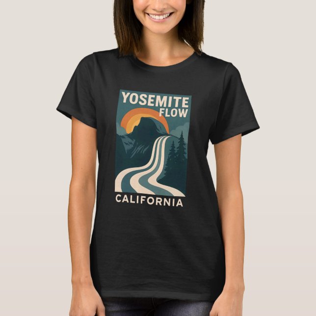 Yosemite Flow Waterfall Shirt Retro Dome Nature (Vorderseite)
