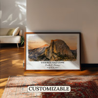Yosemite Half Dome Kalifornien Poster, Aquarell, 