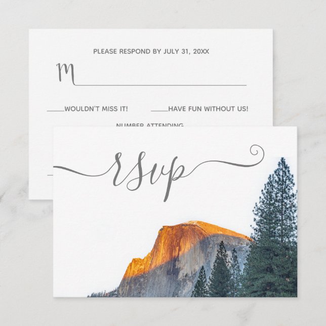 Yosemite Half Dome Sunset Wedding RSVP Card (Vorne/Hinten)