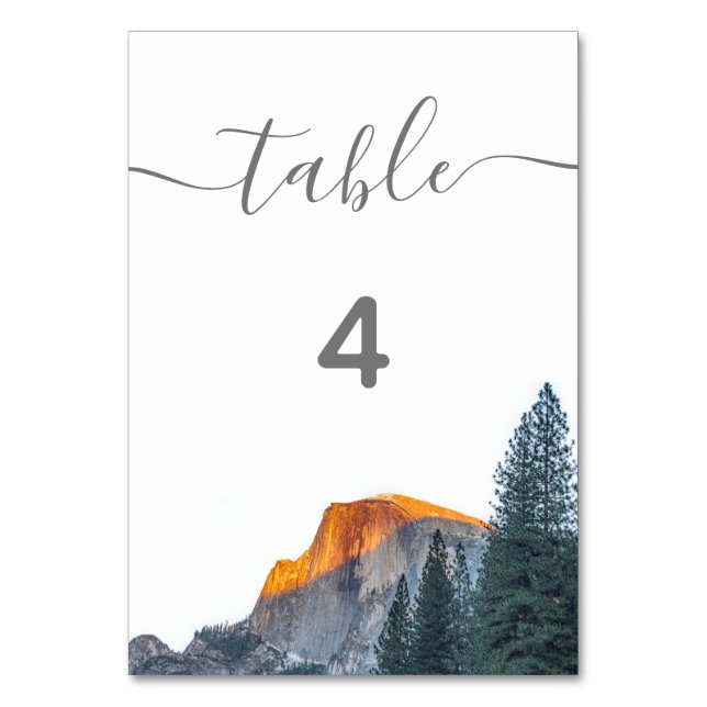 Yosemite Half Dome Sunset Wedding Tischnummer (Vorderseite)