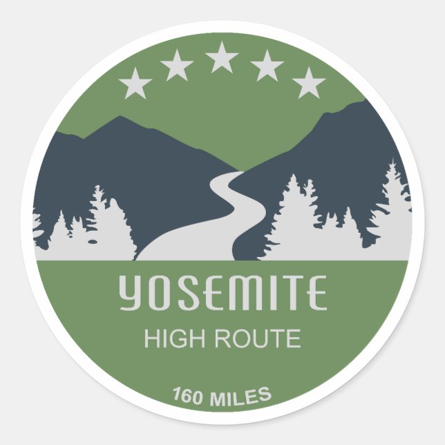 Yosemite High Route Runder Aufkleber (Vorderseite)