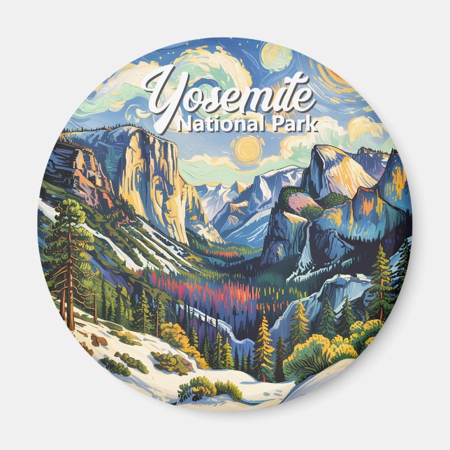 Yosemite Mountains Tunnel View Winter Colorful Magnet (Vorne)