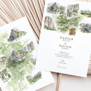 Yosemite National Park Aquarell-Karte Hochzeit Einladung