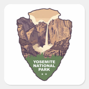 Yosemite National Park Brautschleierfall Pfeilspit Quadratischer Aufkleber