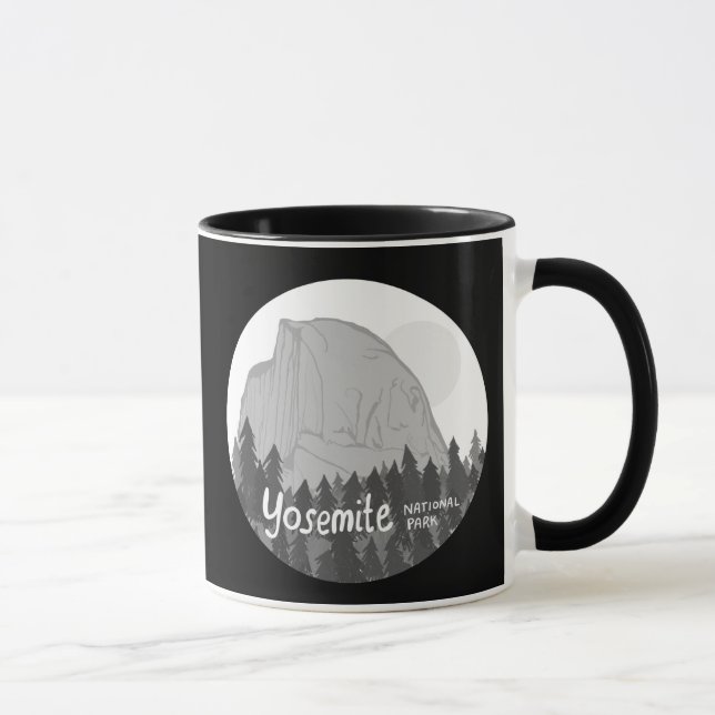 Yosemite National Park Half Dome Schwarz-weiß Tasse (Rechts)