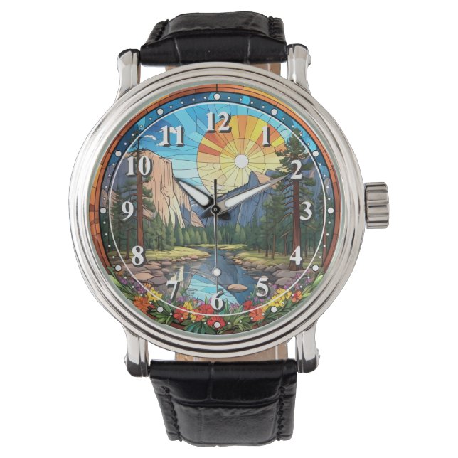 Yosemite National Park Imitate Festgeballtes Glasm Armbanduhr (Vorderseite)