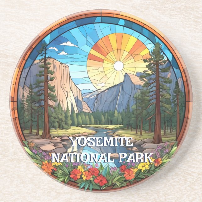 Yosemite National Park Imitate Festgeballtes Glasm Getränkeuntersetzer (Vorne)