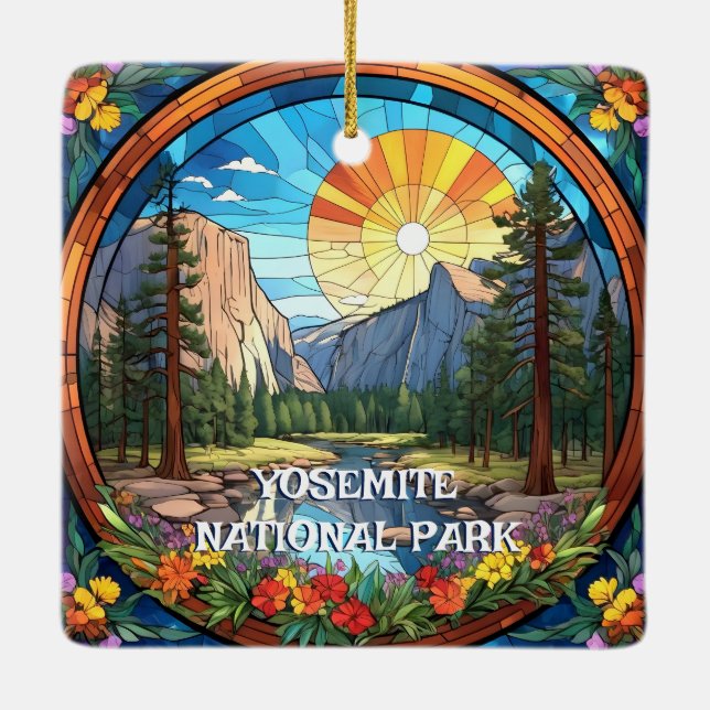 Yosemite National Park Imitate Festgeballtes Glasm Keramikornament (Rückseite)