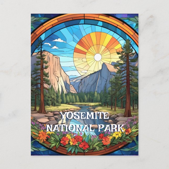 Yosemite National Park Imitate Festgeballtes Glasm Postkarte (Vorderseite)
