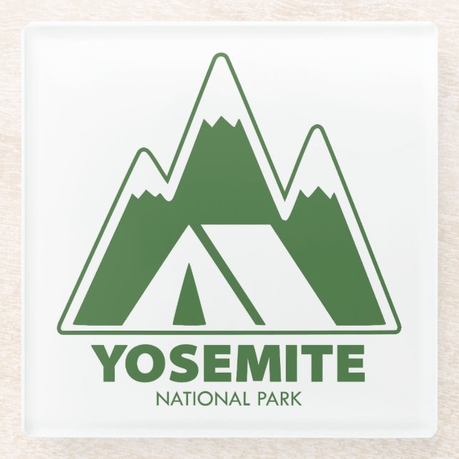 Yosemite National Park Mountains Camping Glasuntersetzer (Vorderseite)