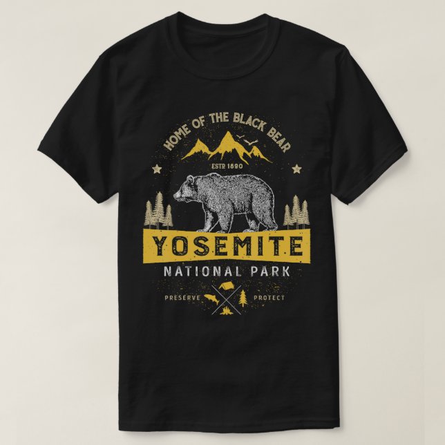 Yosemite National Park T-shirt California Bear Vin (Design devant)