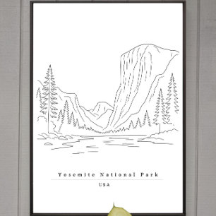 Yosemite National Park USA Minimalistische Linienk Poster