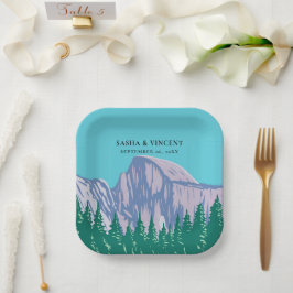 Yosemite National Park Wedding Retro Pappteller