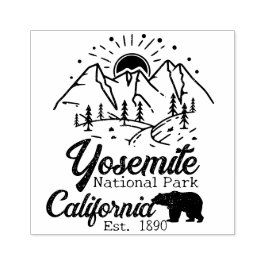 Yosemite Nationalpark Bären Minimalistischer Berg Gummistempel