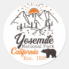 Yosemite Nationalpark Bären Minimalistischer Berg Runder Aufkleber